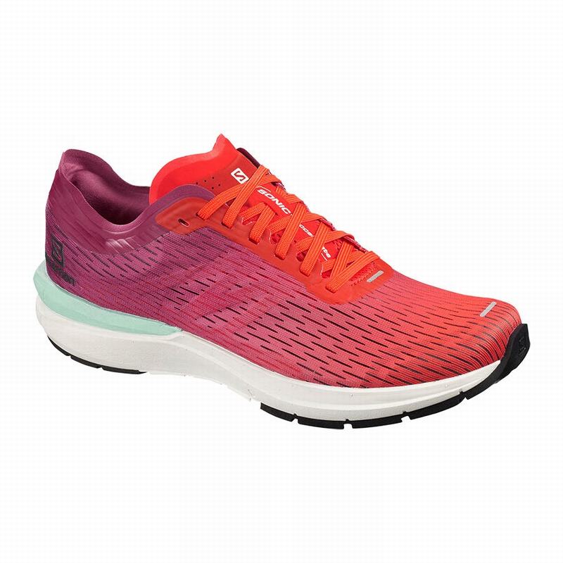 Salomon Israel SONIC 3 ACCELERATE - Mens Running Shoes - Pink/White (KAWV-70458)